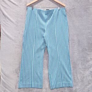 Anthropologie Maeve The Margot White Blue Chevron Kick Flare Crop Pants Size XLP